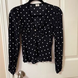 Black Polka Dot Women's Top